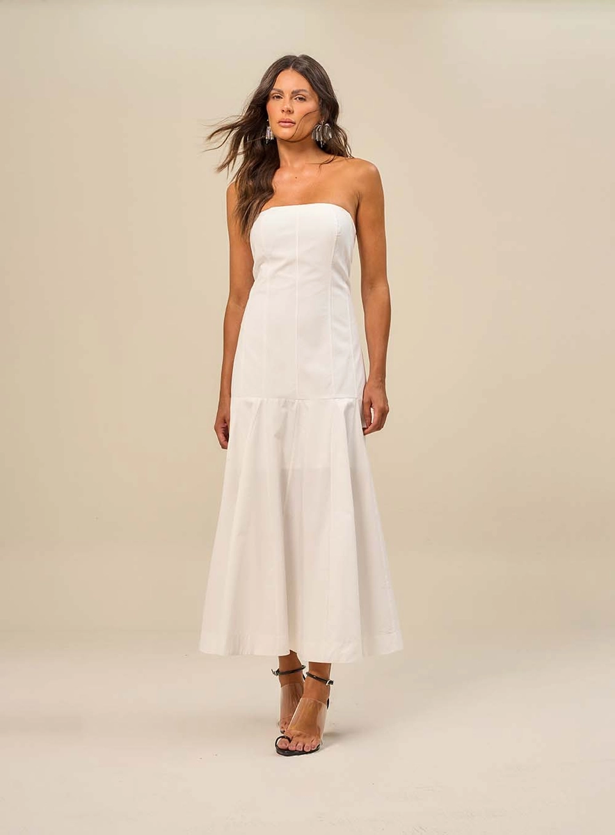 Vestido Midi Tomara Que Caia Com Recortes Off Shell Souisy