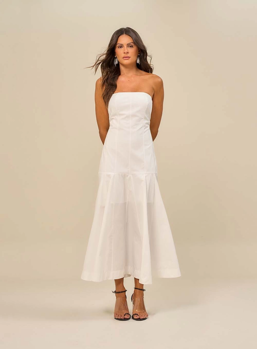 Vestido Midi Tomara Que Caia Com Recortes Off Shell Souisy