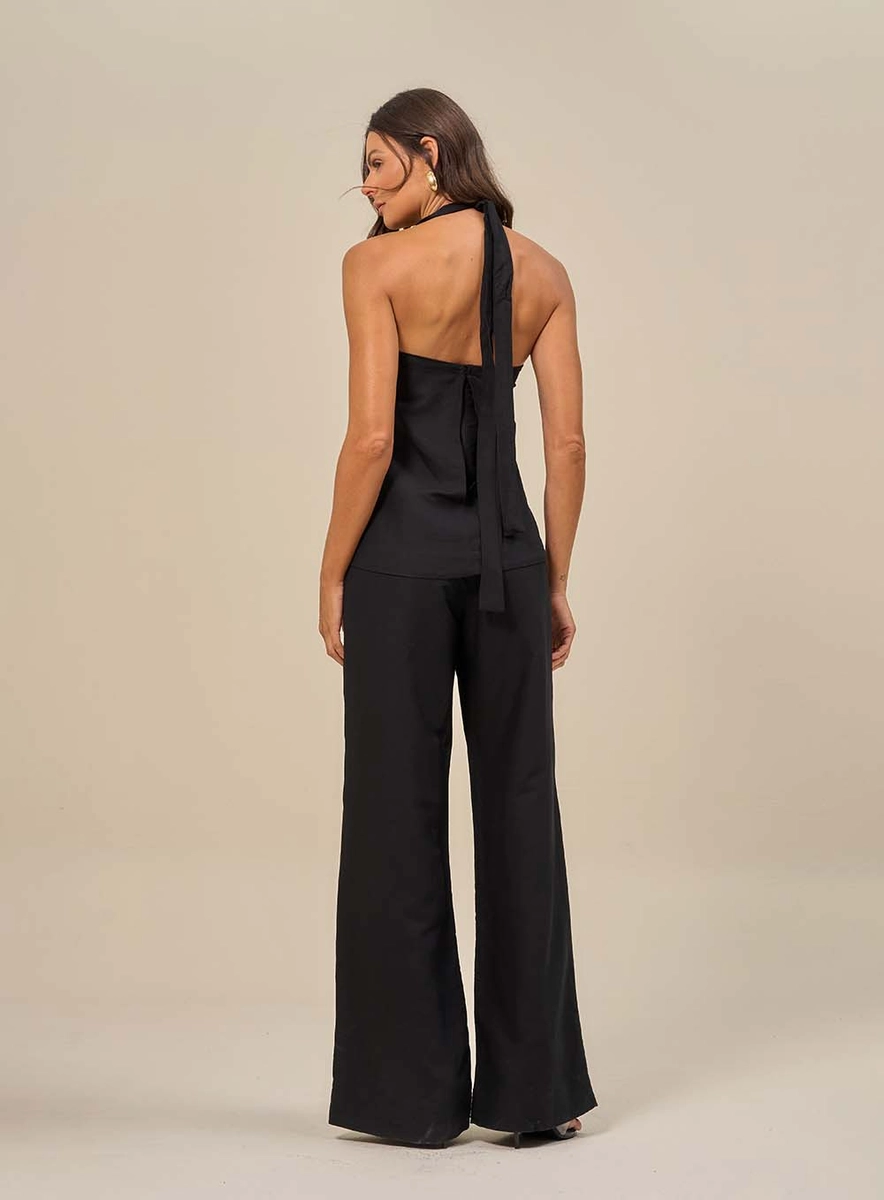 Macacão Halter Pantalona Preto Souisy