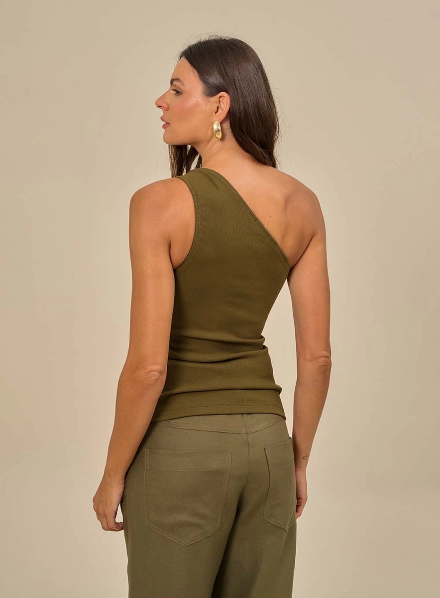 Regata Feminina Com Um Ombro Só Verde Souisy