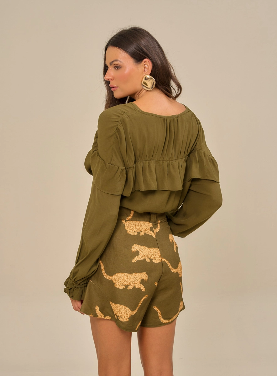 Short Feminino Estampado Com Bolsos Faca Estampados Souisy