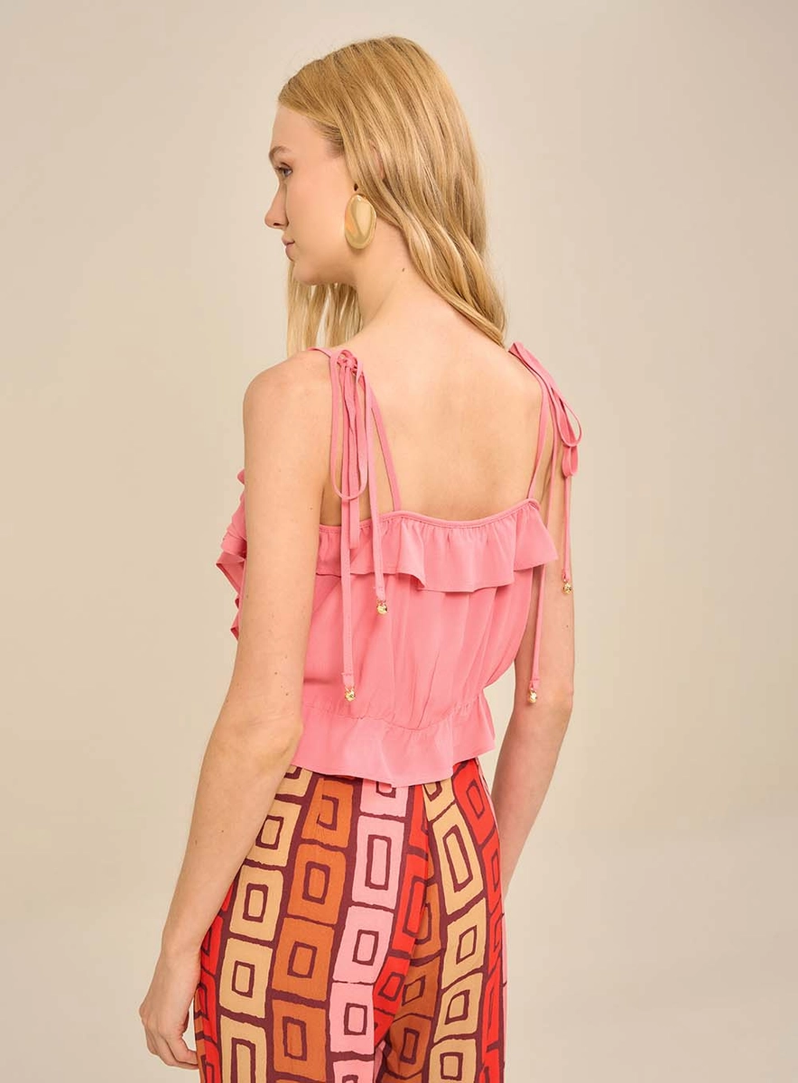 Blusa Feminina Com Alças Ajustáveis Rosa Souisy