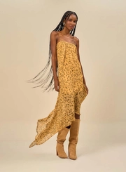 Vestido Midi Estampado Com Alças Finas