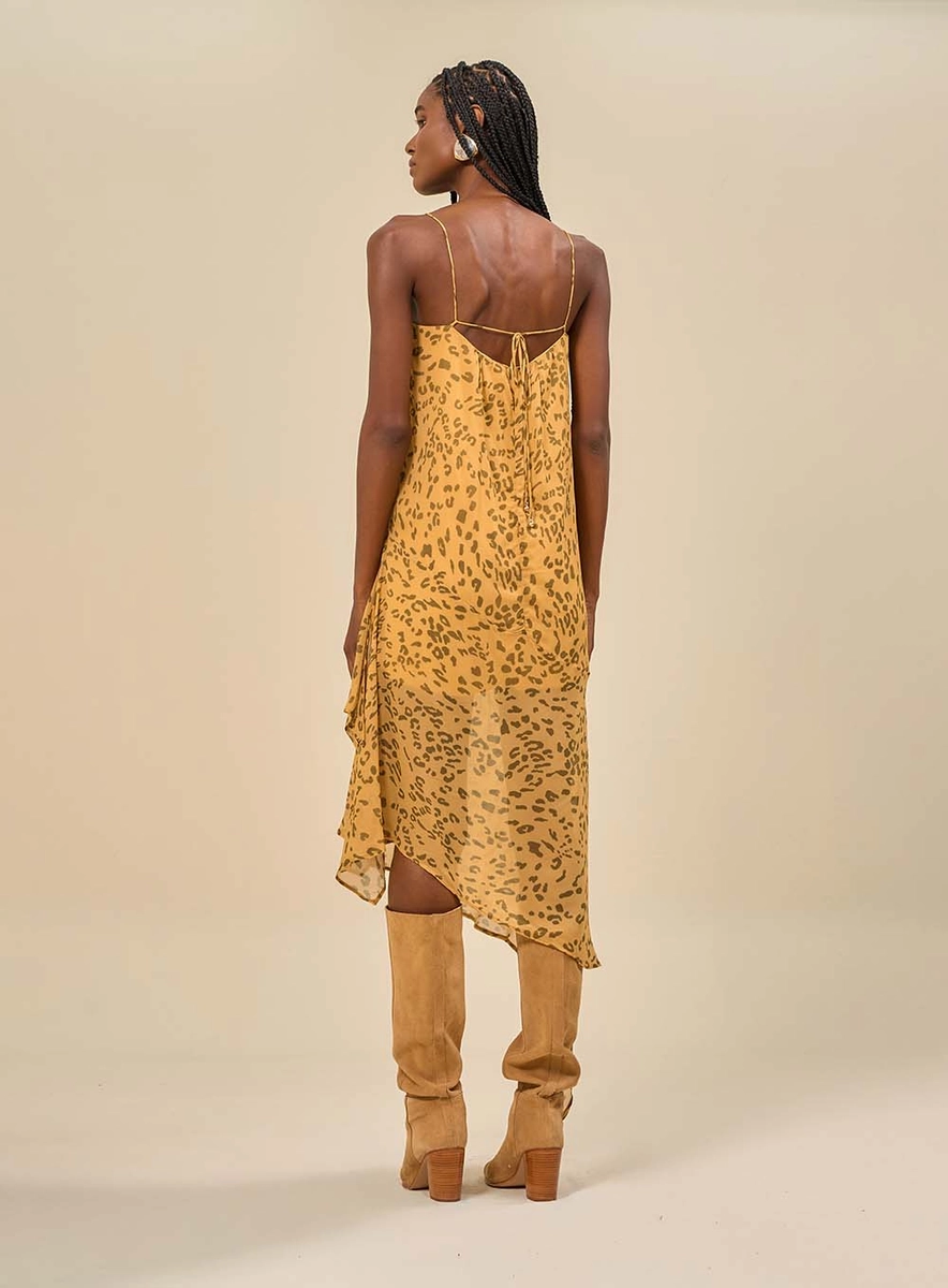 Vestido Midi Estampado Com Alças Finas Estampados Souisy