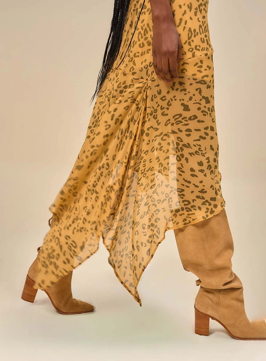 Vestido Midi Estampado Com Alças Finas Estampados Souisy