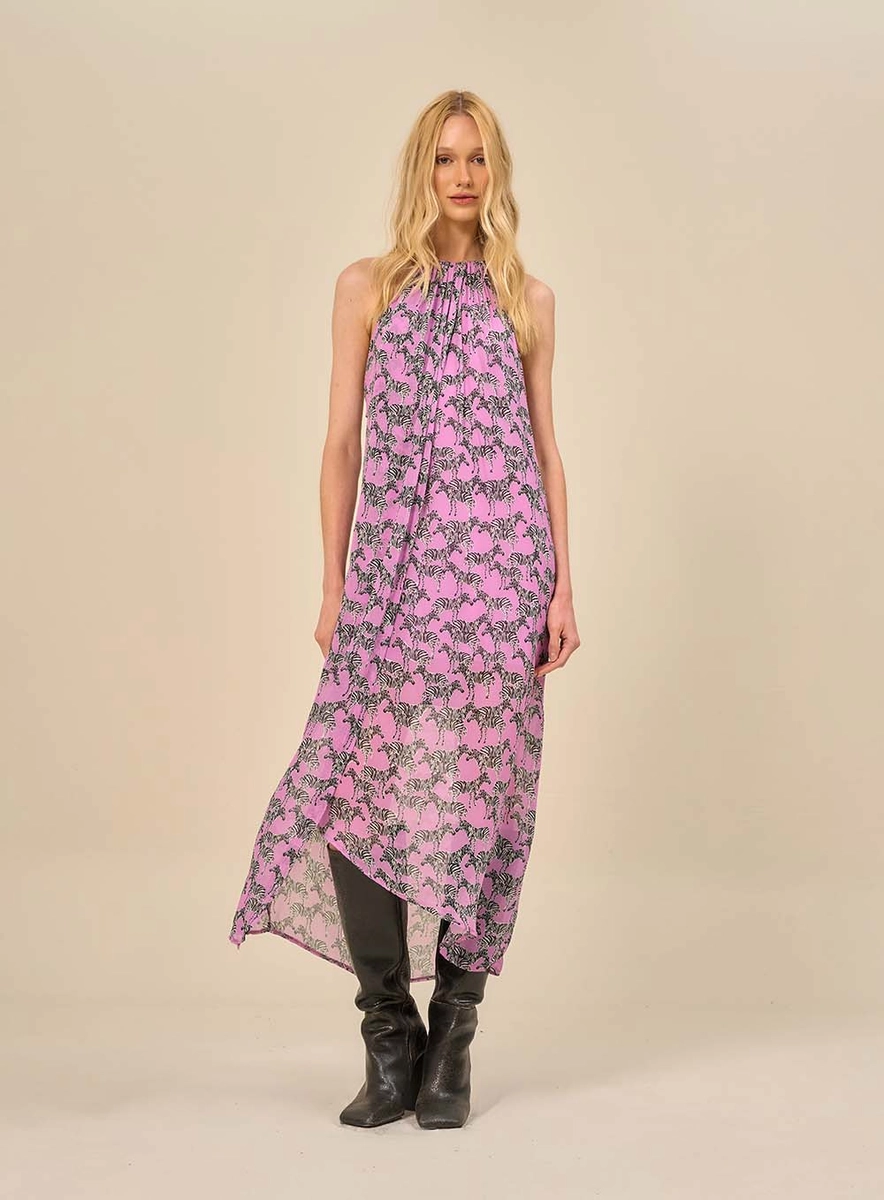 Vestido Midi Estampado Com Gola Alta Estampados Souisy