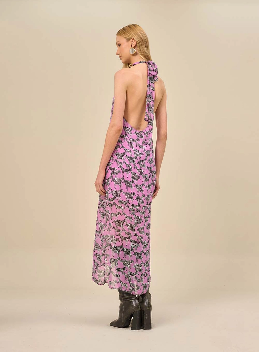 Vestido Midi Estampado Com Gola Alta Estampados Souisy
