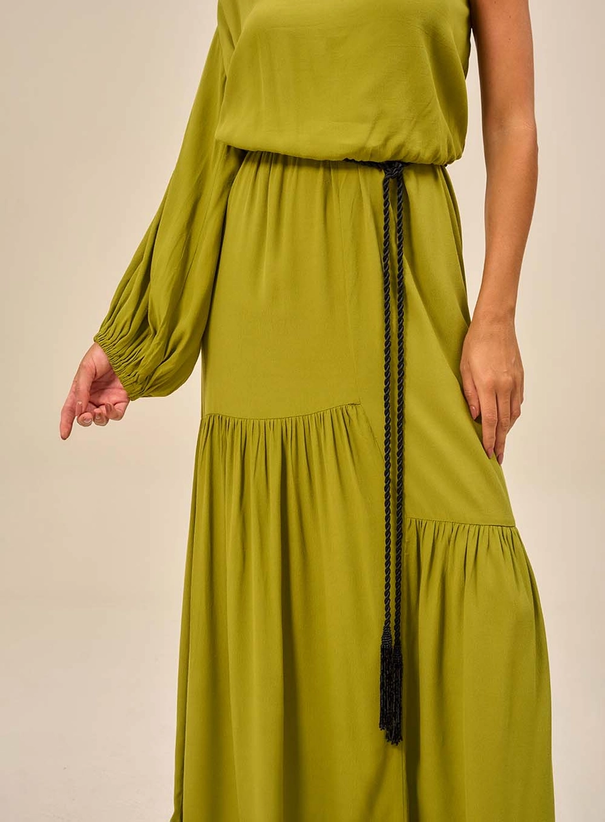 Vestido Longo Com Uma Manga Ampla Verde Souisy