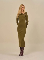 Vestido Midi Com Detalhe Metálico