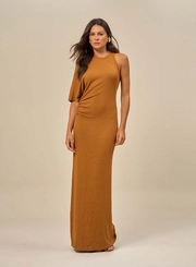 Vestido Longo Assimétrico Uma Manga Curta
