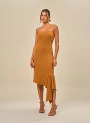 Vestido Midi Tomara Que Caia Com Babado