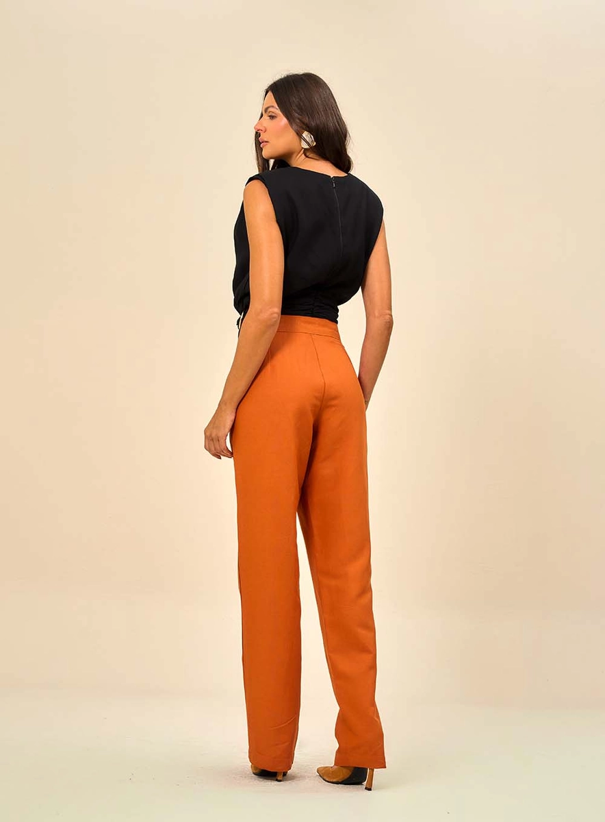 Calça Feminina Com Cintura Alta Marrom Souisy