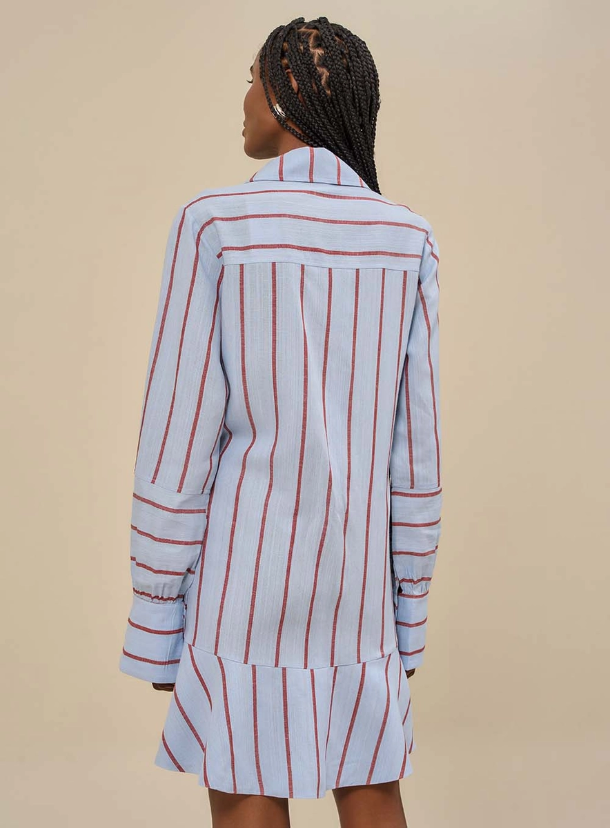Vestido Curto Listrado Estilo Camisa Estampados Souisy