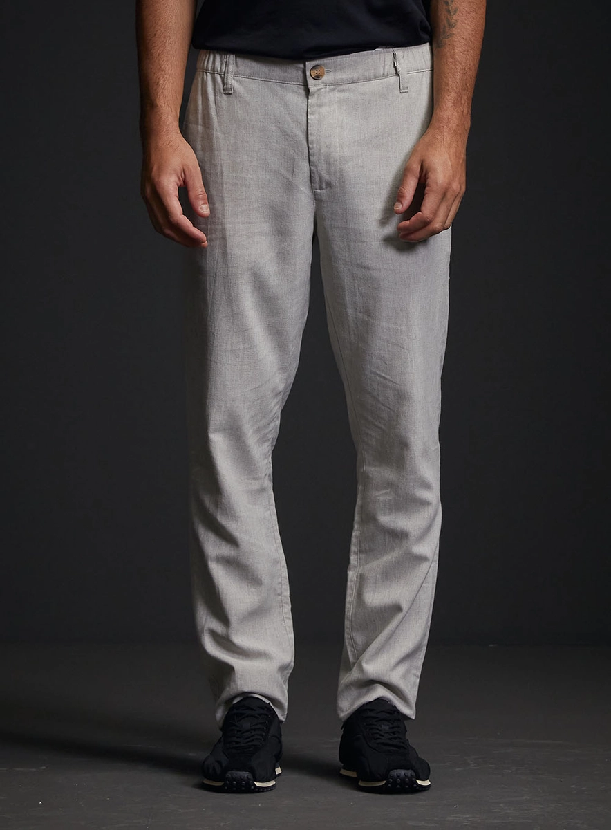 Calça Masculina Alfaiataria Chino Cós Com Elástico Bege Replay