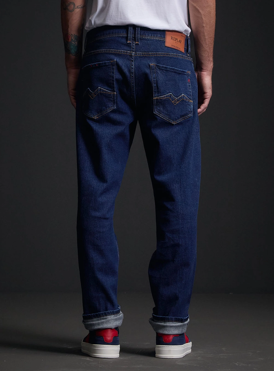 Calça Jeans Masculina Rocco Comfort Lavagem Escura Índigo Replay