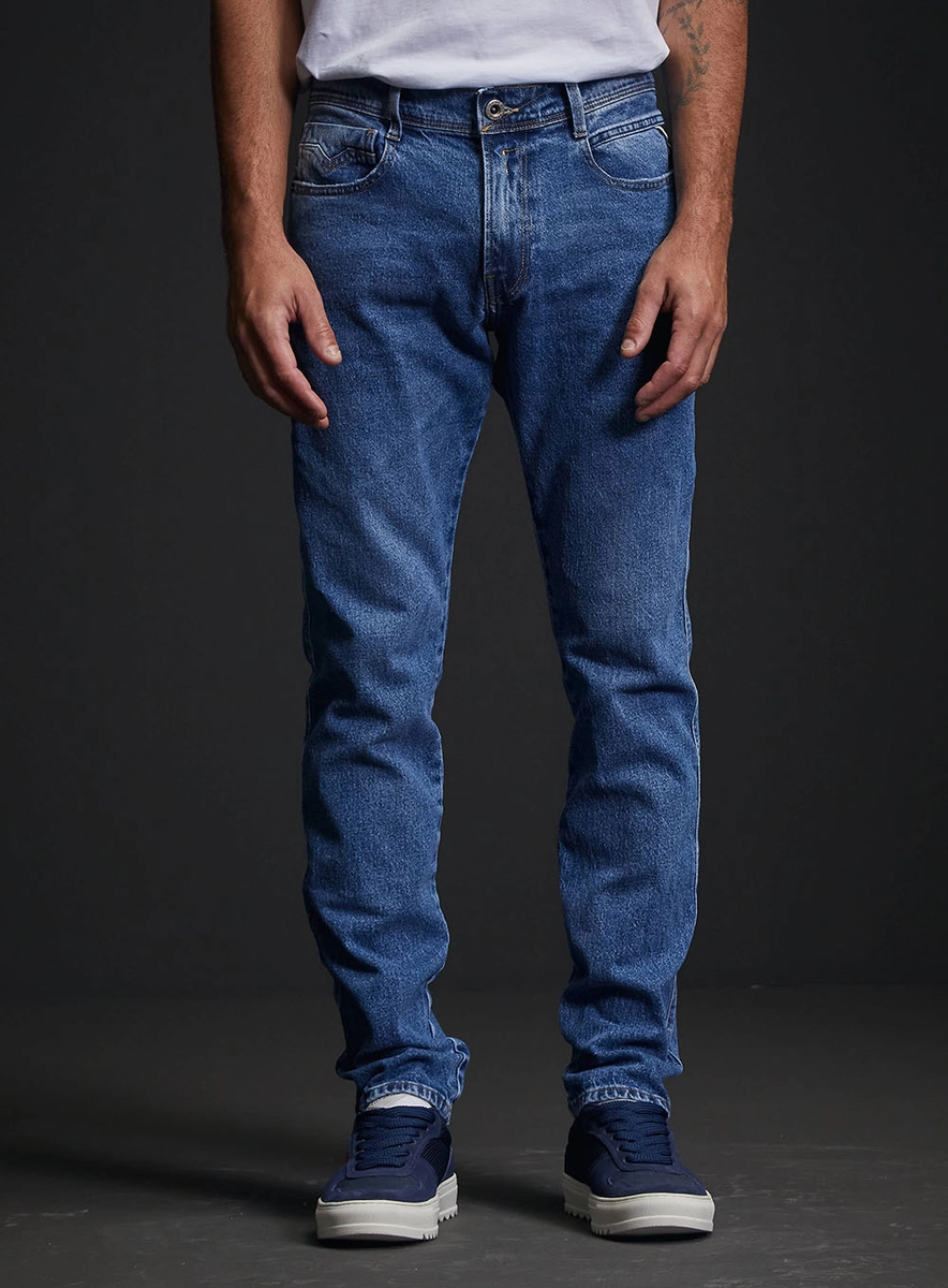 Calça Jeans Masculina Anbass Skinny Cintura Média Índigo Replay