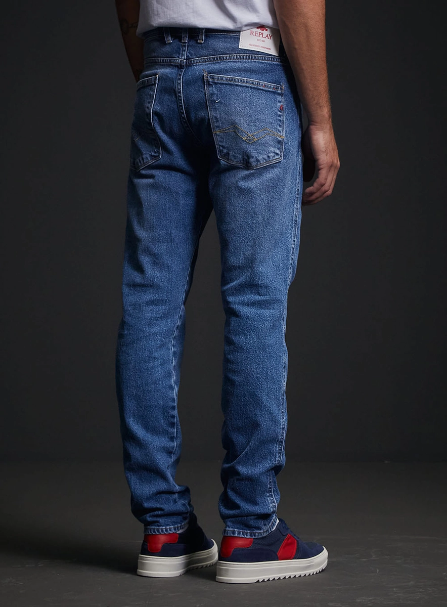 Calça Jeans Masculina Anbass Skinny Cintura Média Índigo Replay