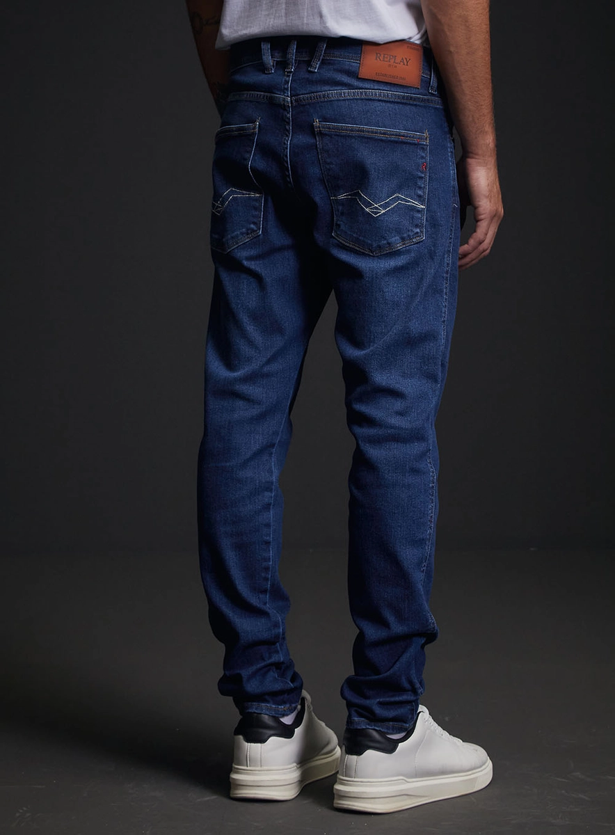 Calça Jeans Masculina Anbass Skinny Denim Escuro Índigo Replay