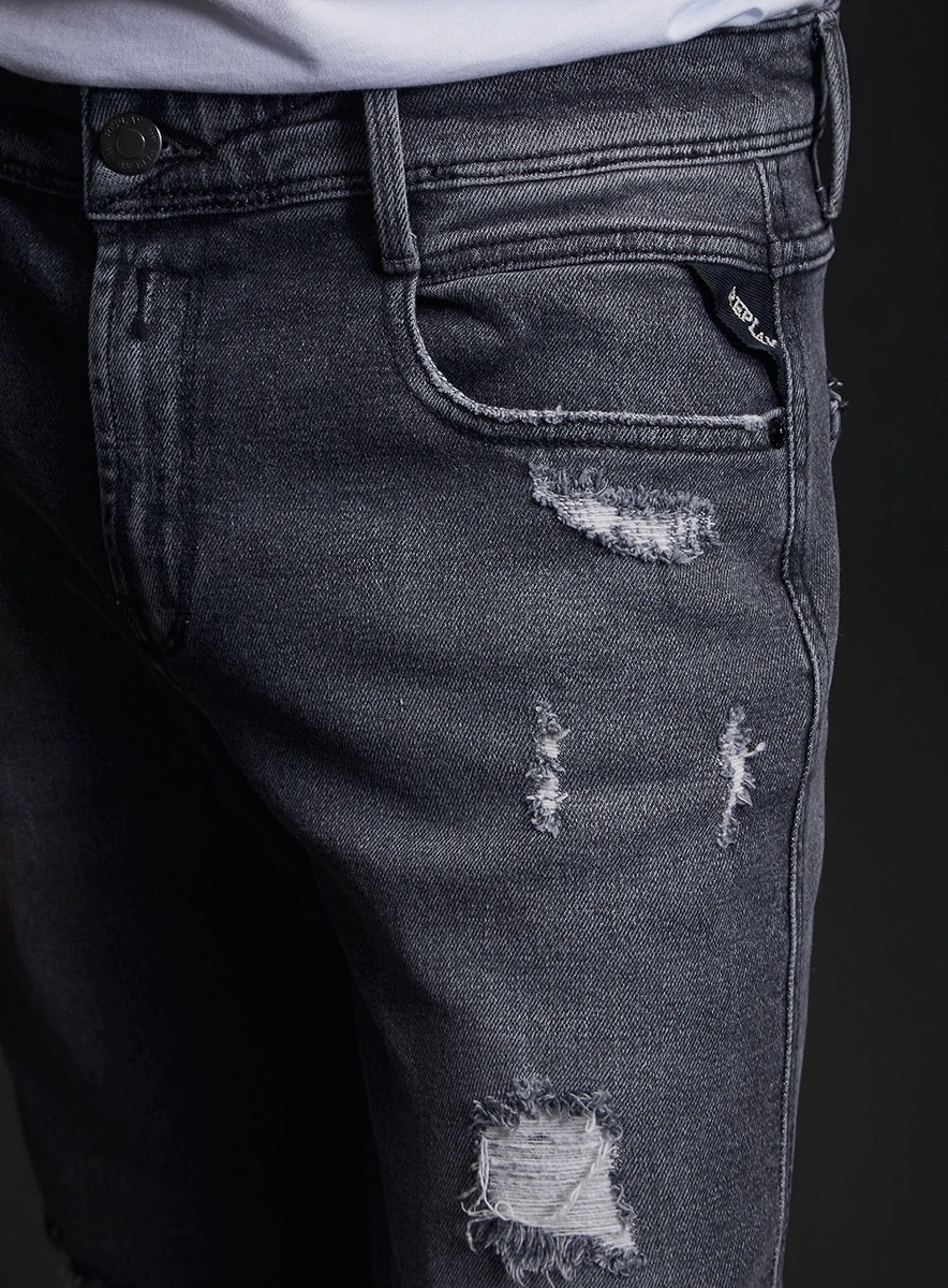 Calça Jeans Masculina Anbass Skinny Estonado Índigo Preto Lcecci