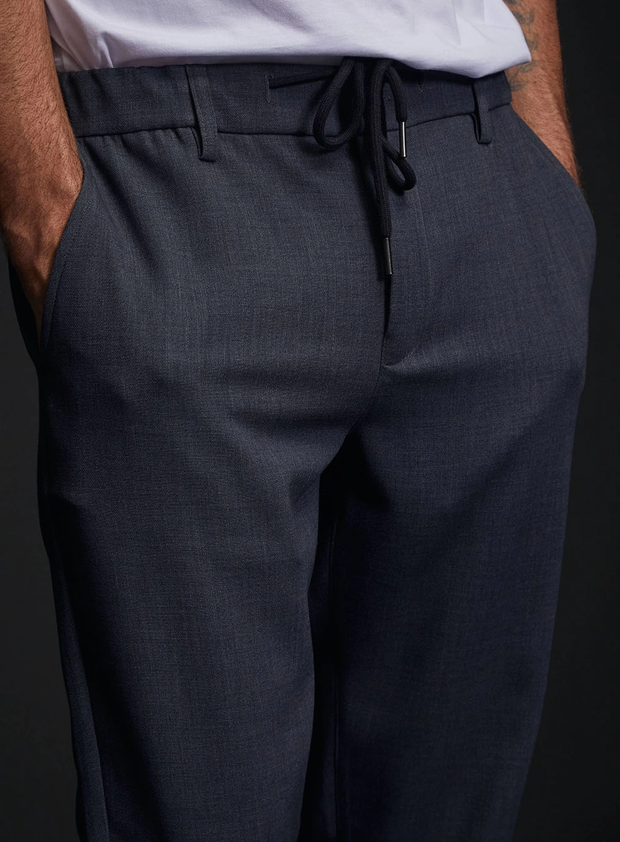 Calça Alfaiataria Masculina Chino Cós Com Elástico Cinza Lcecci
