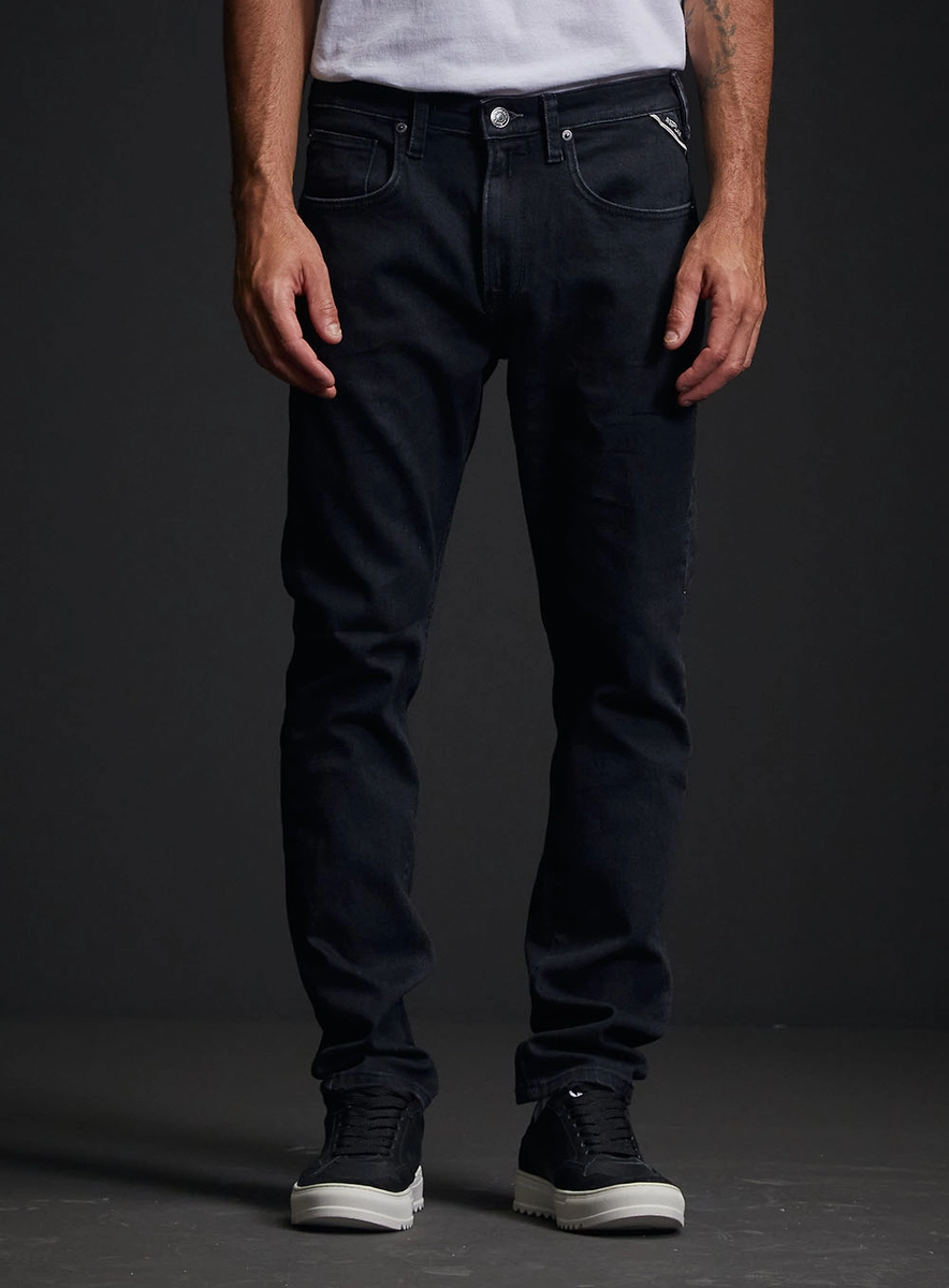 Calça Jeans Masculina Neaal Skinny Lavagem Escura Índigo Preto Replay