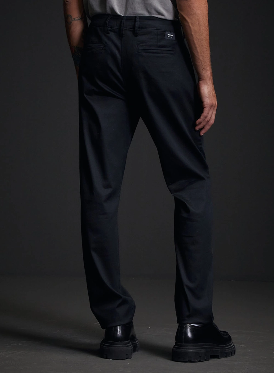 Calça Sarja Alfaiataria Chino Masculina Preto Replay