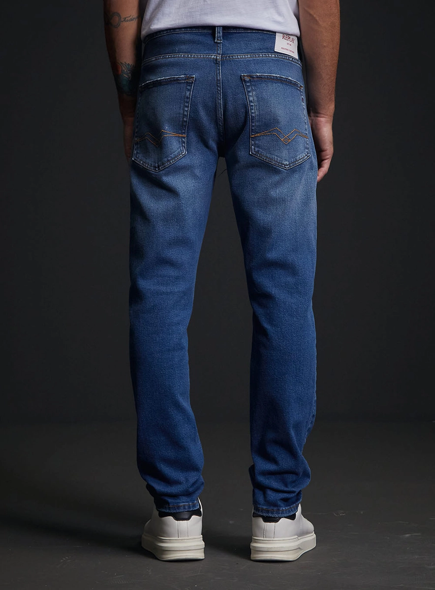 Calça Jeans Masculina Neaal Skinny Cintura Média Índigo Replay
