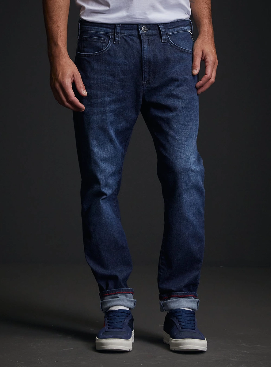 Calça Jeans Neaal Skinny Masculina Lavagem Escura Índigo Replay