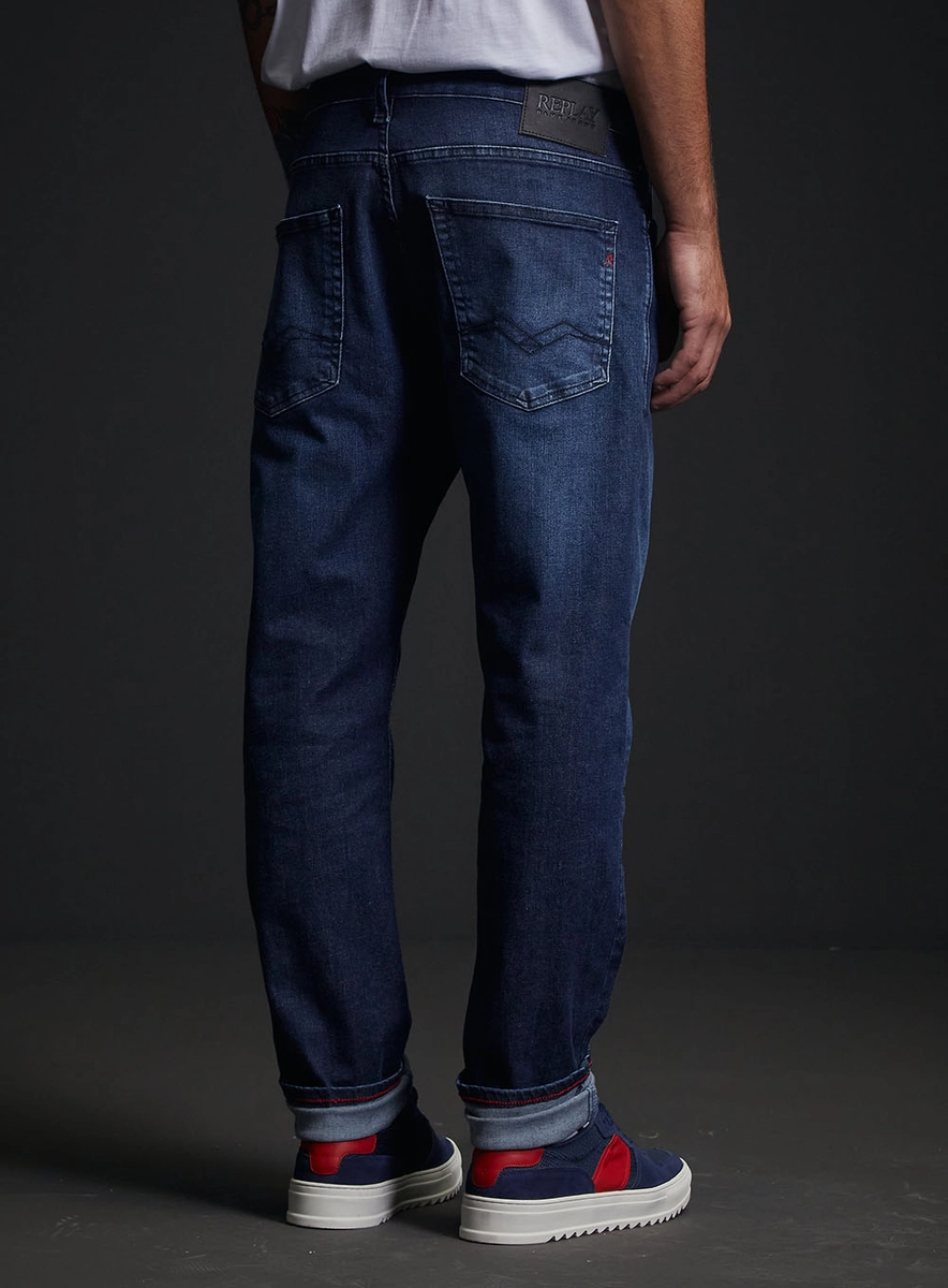 Calça Jeans Neaal Skinny Masculina Lavagem Escura Índigo Replay