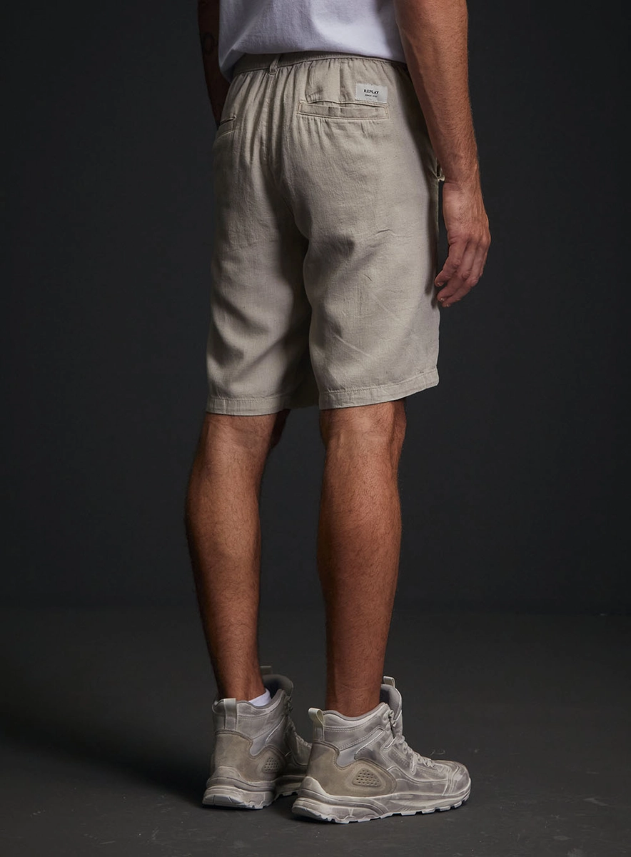 Bermuda Sarja Alfaiataria Chino Masculina Bege Replay