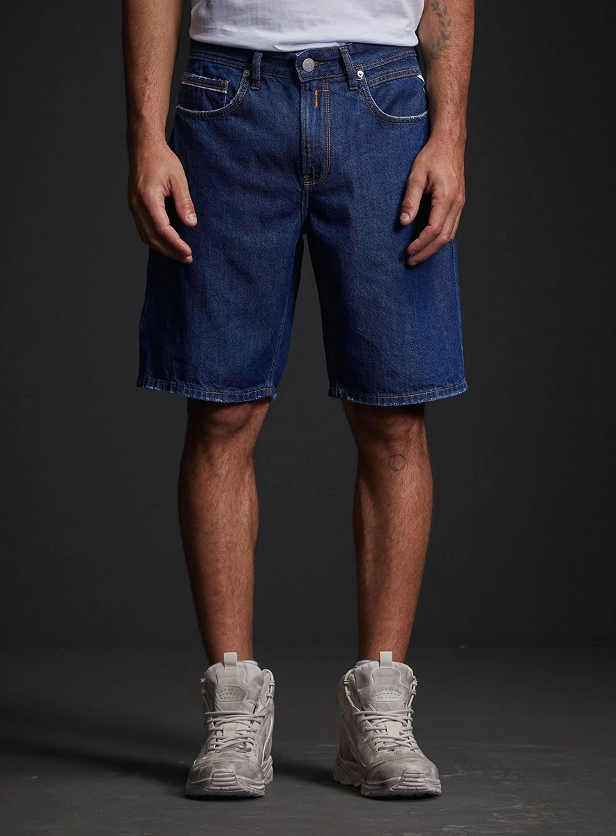 Bermuda Jeans Grover Straight Masculina Índigo Replay