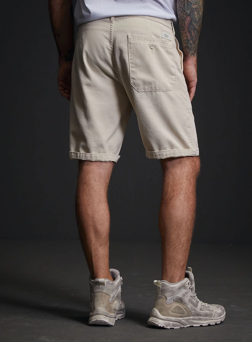 Bermuda Sarja Alfaiataria Chino Masculina Bege Italian Replay