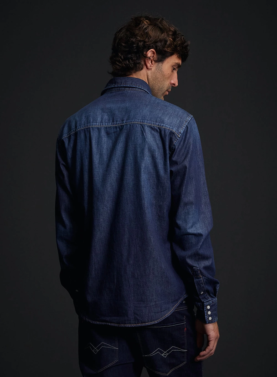 Camisa Jeans Masculina Regular Índigo Replay