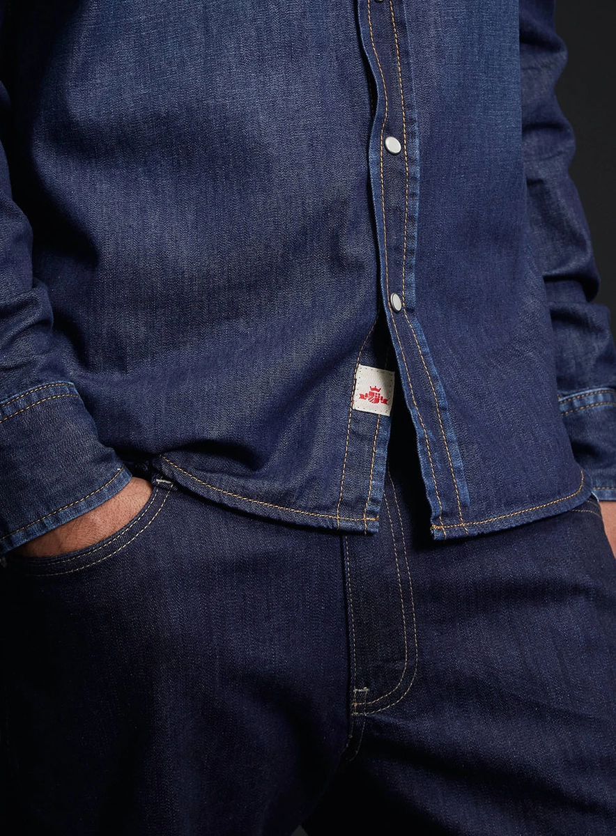 Camisa Jeans Masculina Regular Índigo Lcecci
