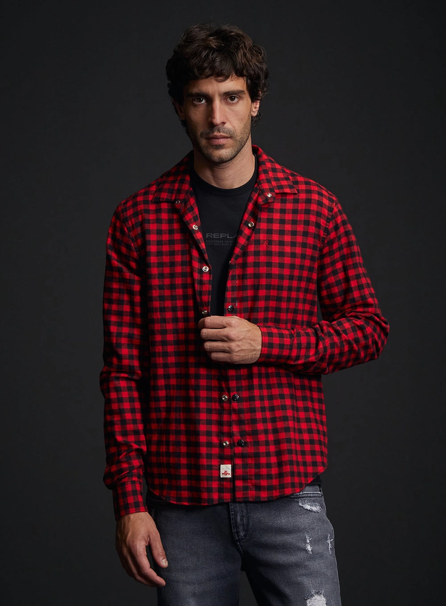 Camisa Masculina Regular Xadrez Estampados Replay