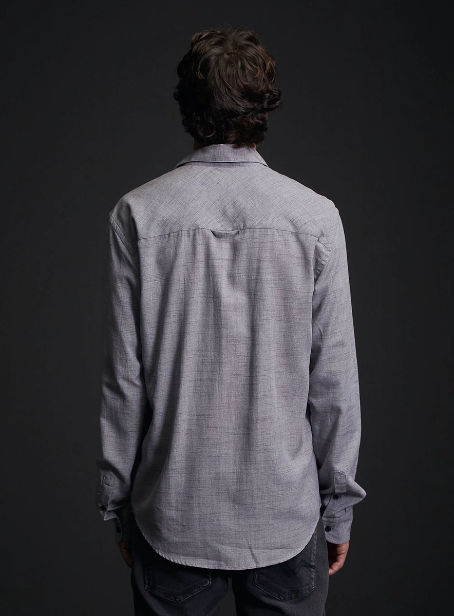 Camisa Masculina Regular Urban Mix De Fios Cinza Replay
