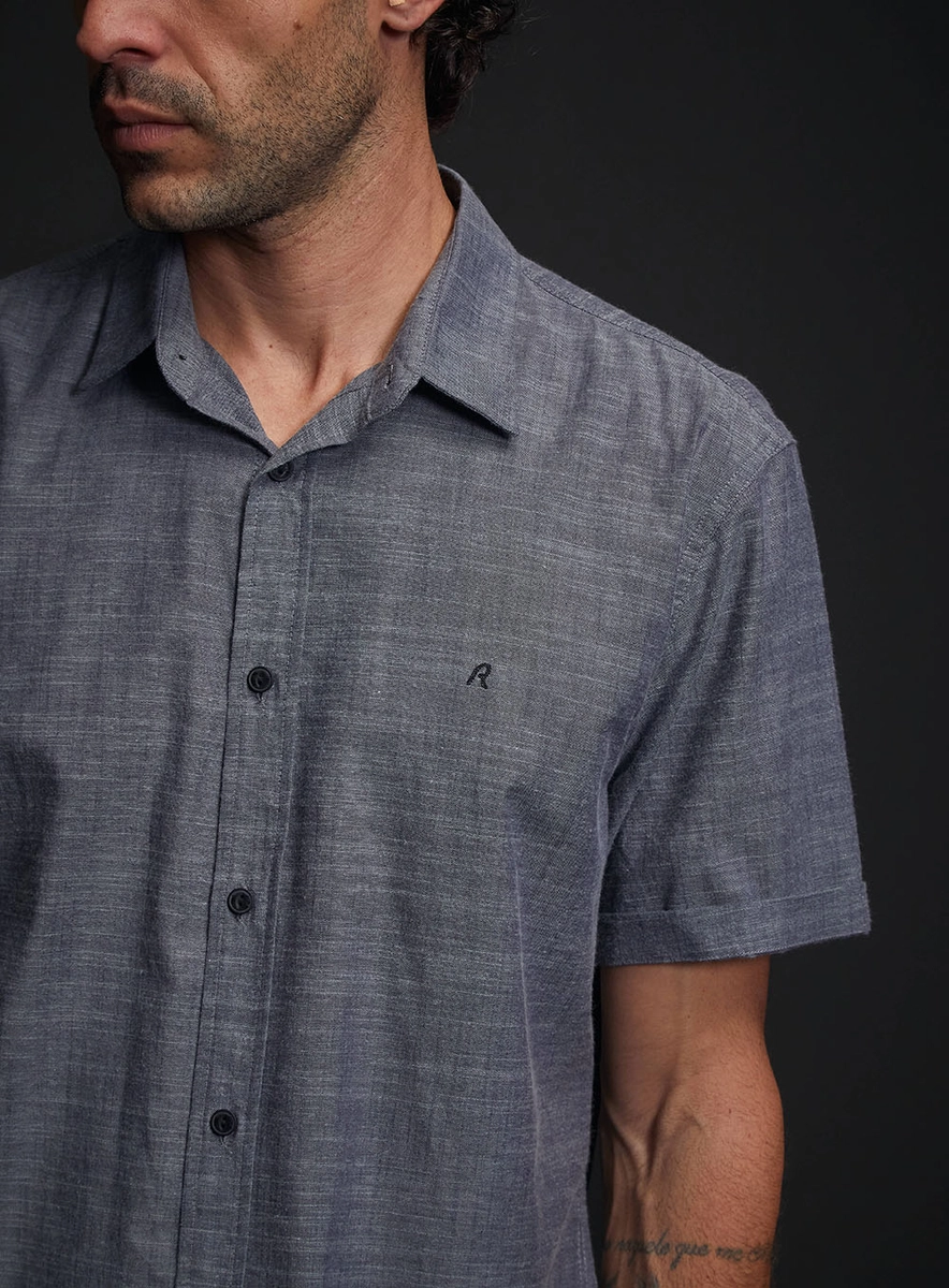 Camisa Masculina Regular Texturizada Preto Lcecci