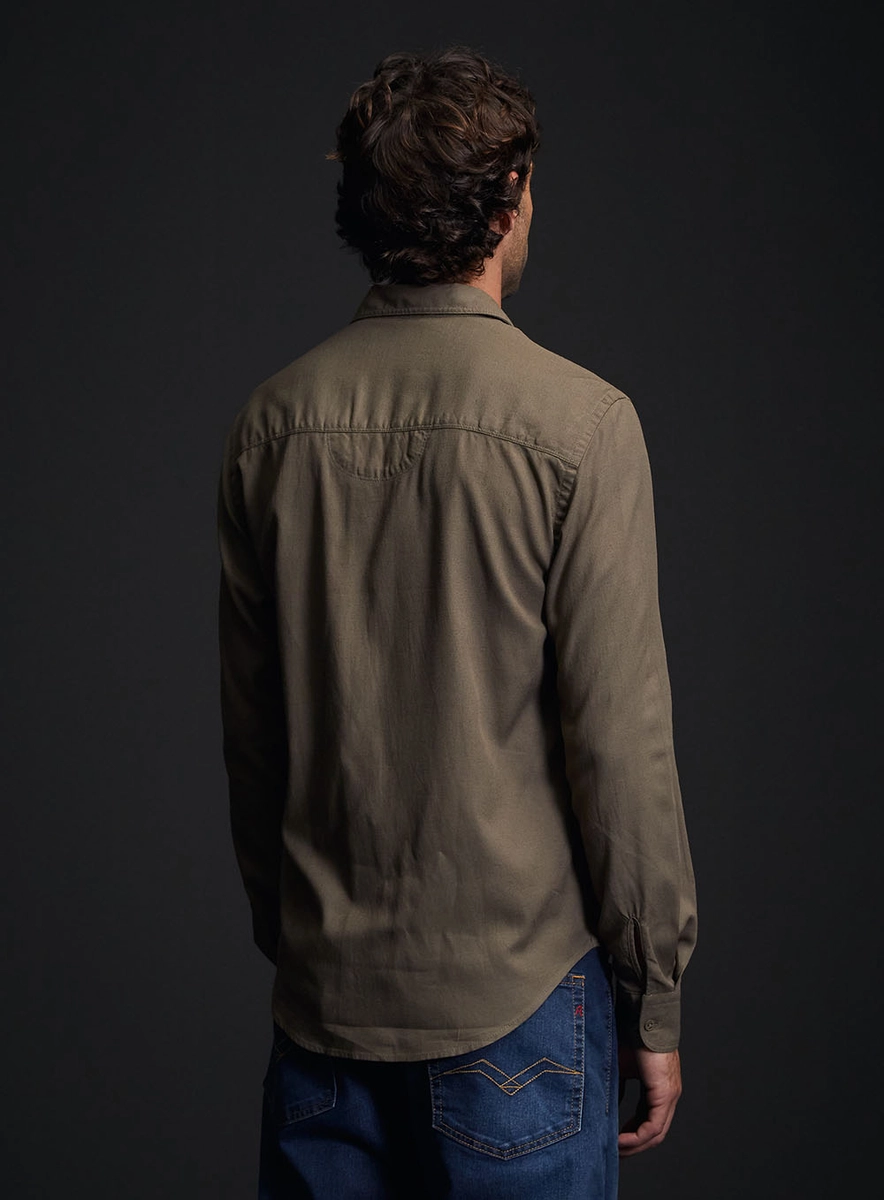 Camisa Masculina Regular Com Bolso Verde Biosphere Replay