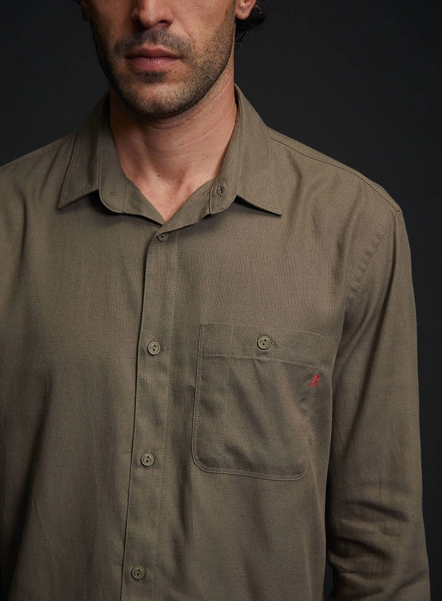 Camisa Masculina Regular Com Bolso Verde Biosphere Lcecci
