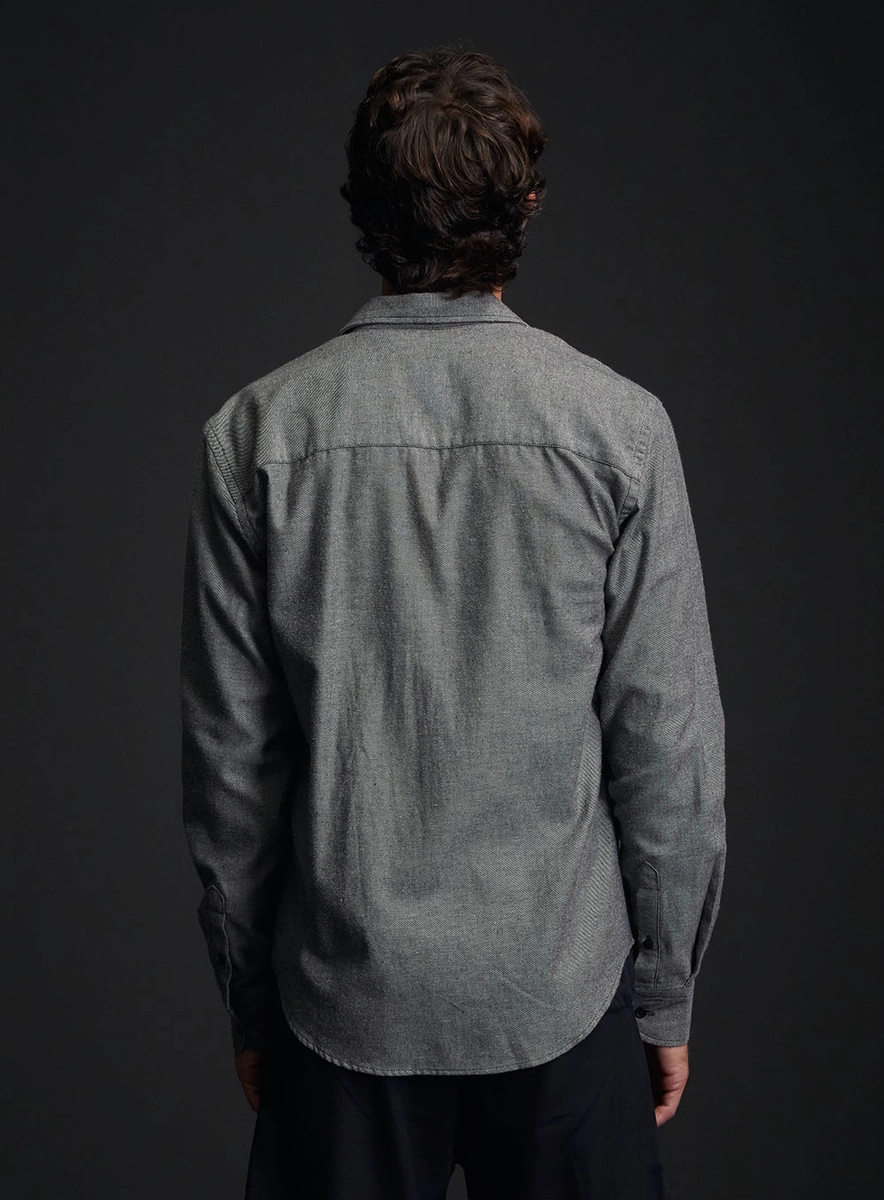 Camisa Regular Masculina Manga Longa Preto Replay
