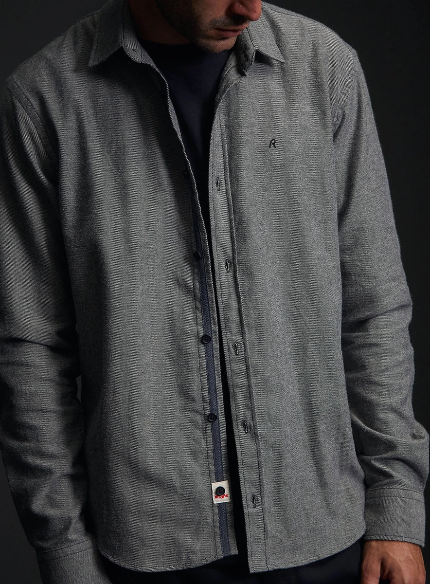 Camisa Regular Masculina Manga Longa Preto Lcecci