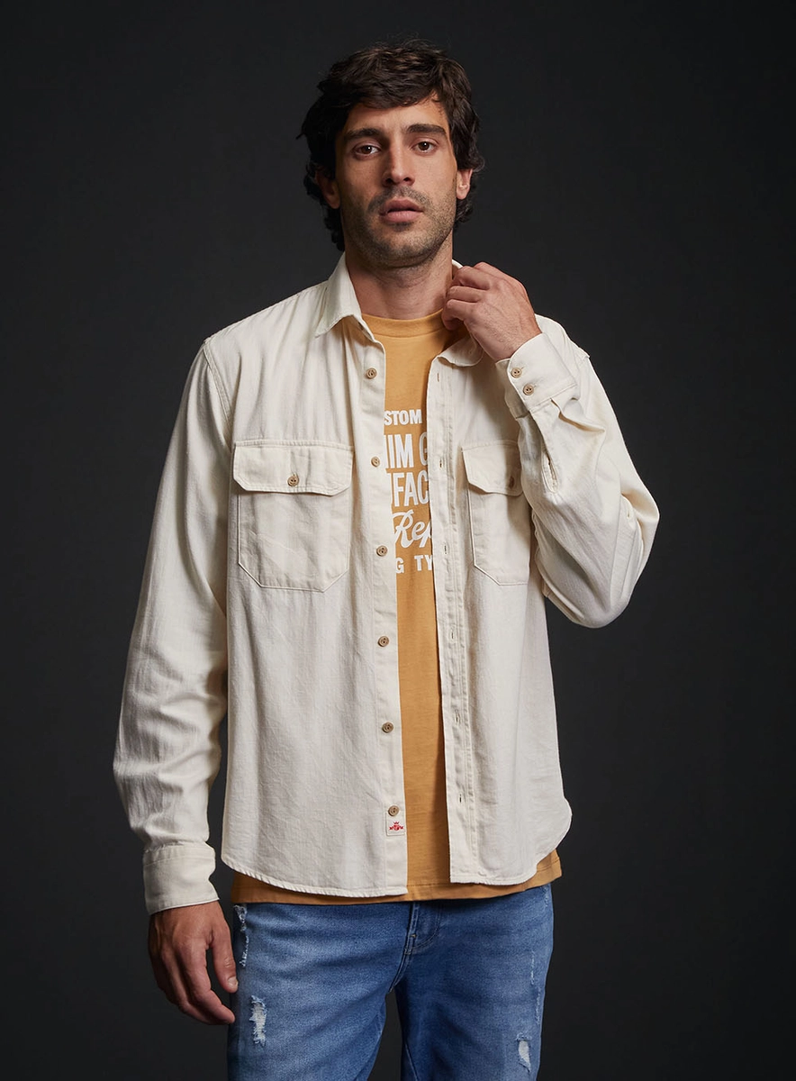 Camisa Masculina De Sarja Regular Off Shell Replay