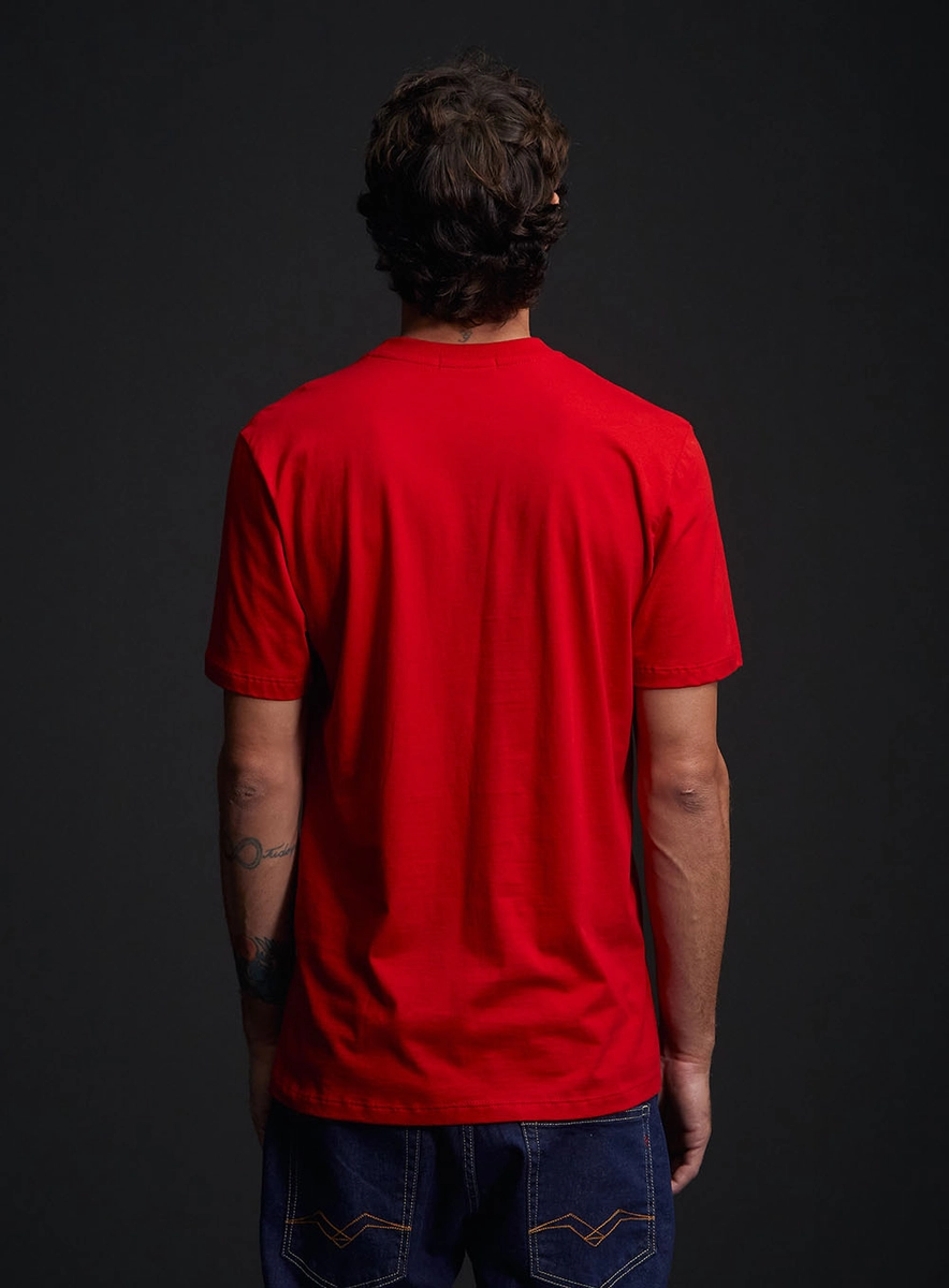 Camiseta Masculina Regular Básica Detalhe Frontal Vermelho Rojo Replay