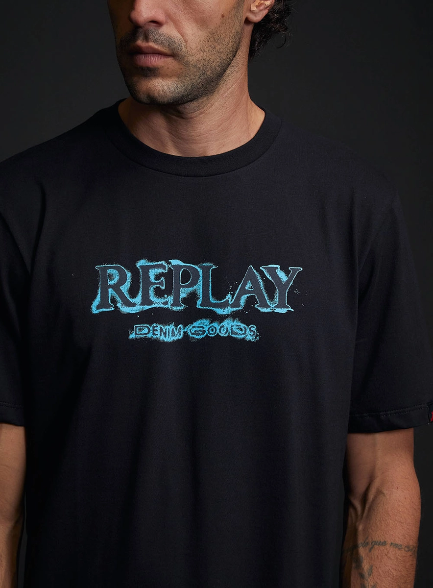 Camiseta Masculina Regular Básica Estampada Preto Lcecci