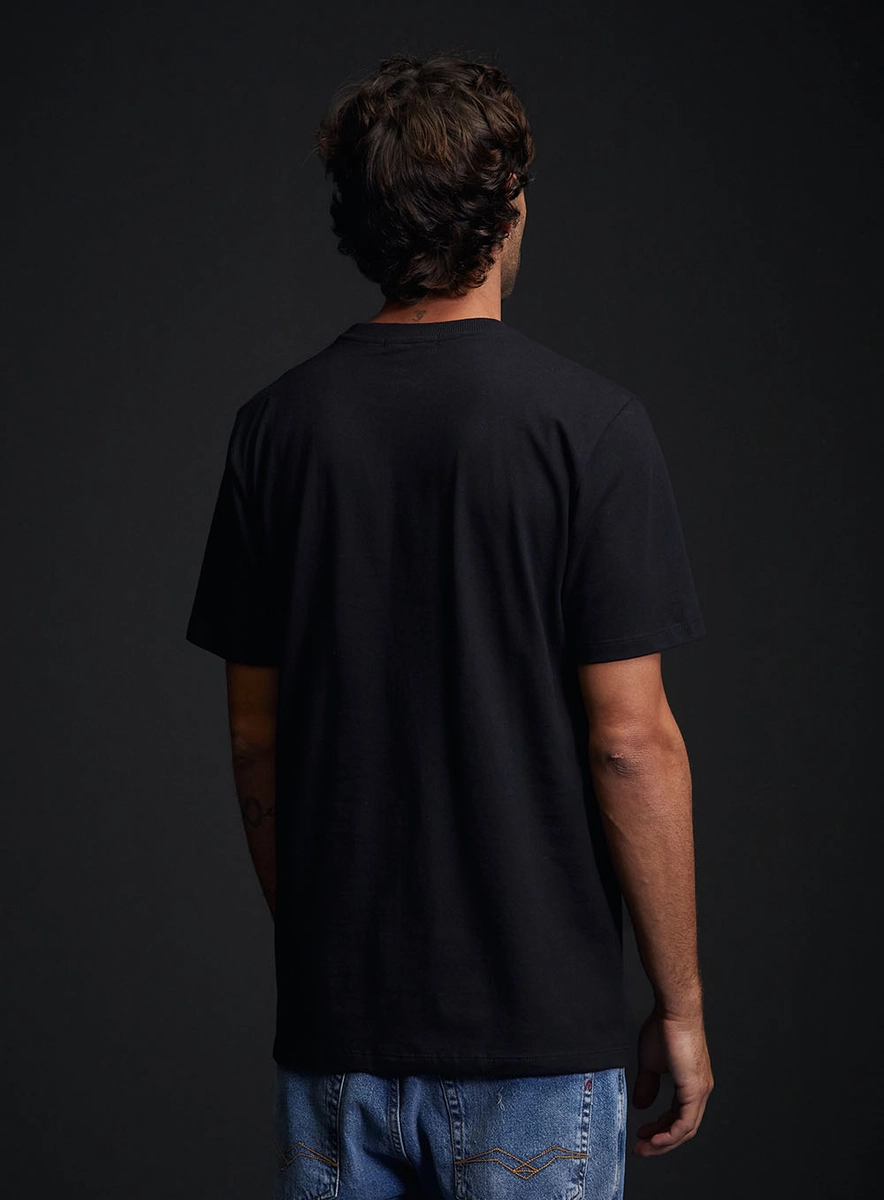 Camiseta Masculina Regular Com Estampa Preto Replay