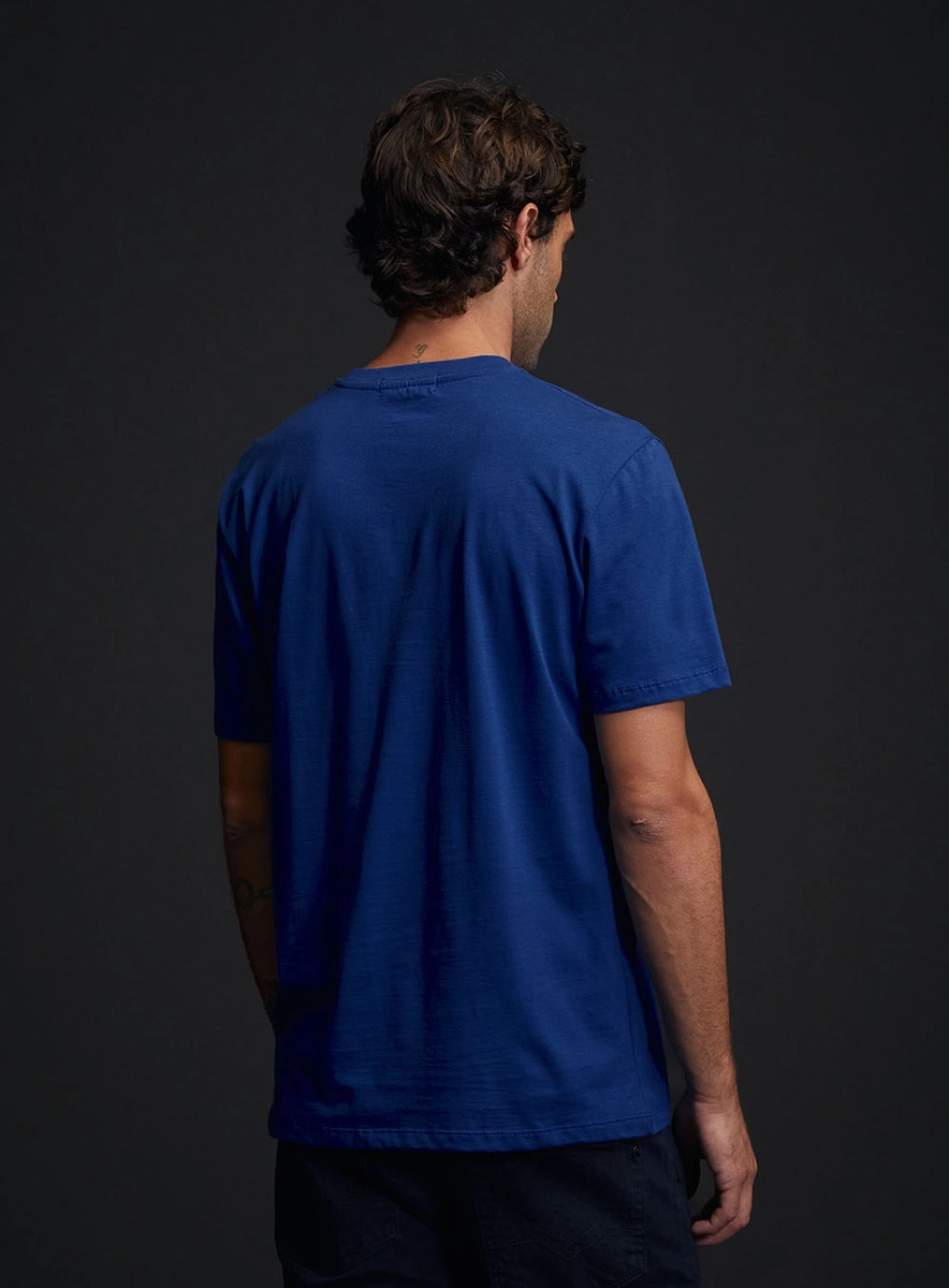 Camiseta Masculina Regular Com Estampa 981 Azul Replay