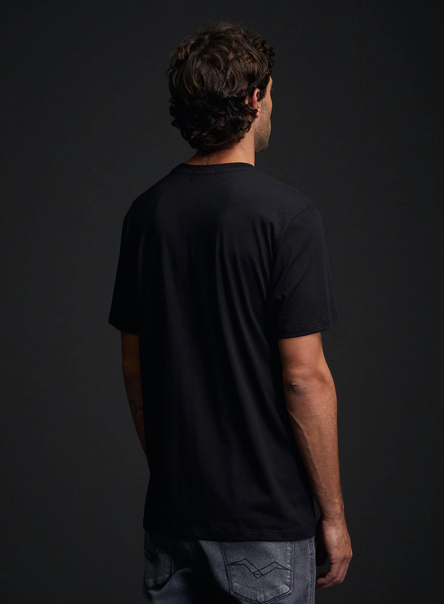 Camiseta Masculina Regular Estampada Preto Replay