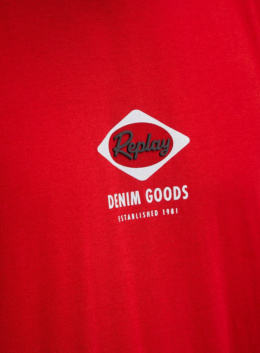 Camiseta Regular Com Estampa Retrô Replay Vermelho Rojo Lcecci