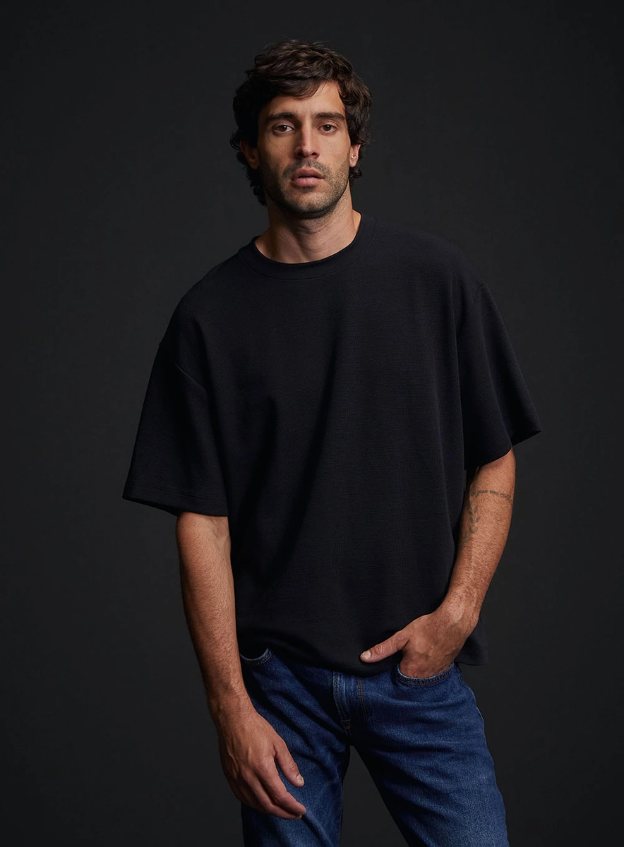 Camiseta Masculina Over Basic Preto Lcecci