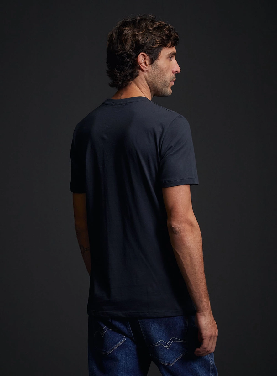 Camiseta Regular Com Estampa Blue Jeans Azul Caelum Replay